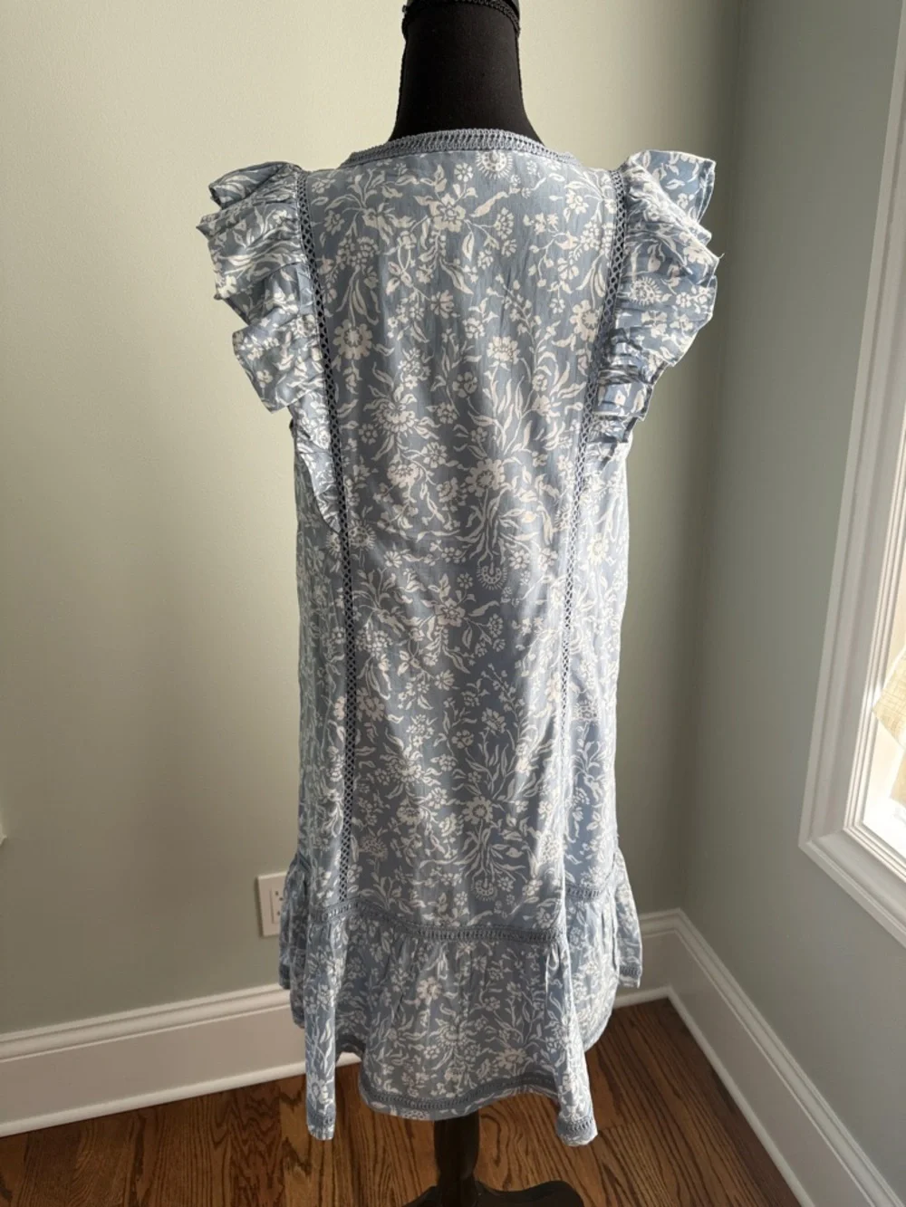 Lucky Brand Blue Floral Sleeveless V-Neck Button Dress - Picture 4 of 7
